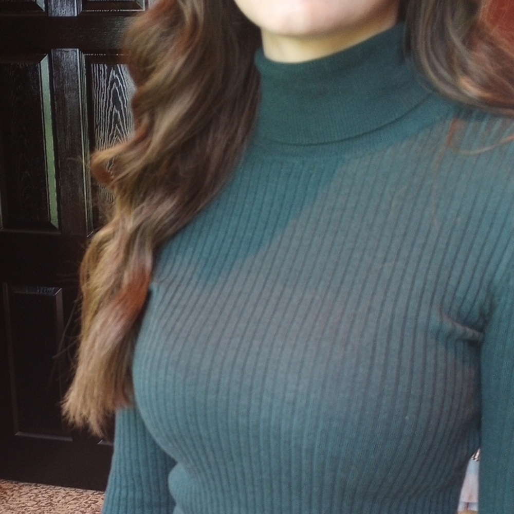 Copper Key Ribbed Turtleneck Sweater